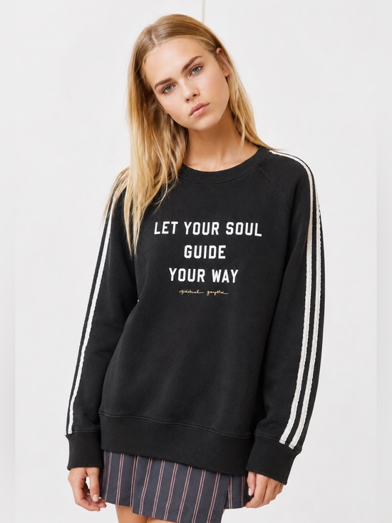 Spiritual Gangster Tops - Spiritual Gangster Let Your Soul Guide Your Way Graphic Sweatshirt Black XS